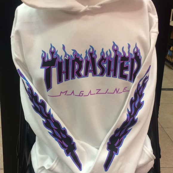 half black half white thrasher hoodie